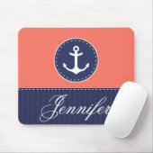 naam koraal en blauw anker ontwerp muismat (Met muis)