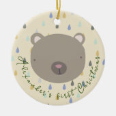  naam Kute Beer Kerstmis Keramisch Ornament (Voorkant)