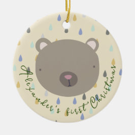 naam Kute Beer Kerstmis Keramisch Ornament