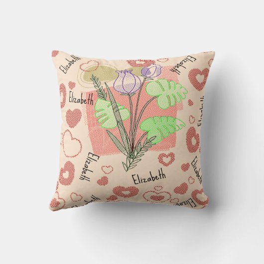 naam kwekerij bloemig kinder kussen (Achterkant)