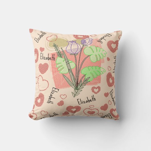  naam kwekerij bloemig kinder kussen (Voorkant)