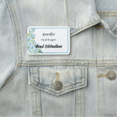 Naam Label Blauwe Flowers Florist Aangepaste tekst Naamplaatje (In situ)