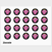Naam Label/Sticker - Roze Monster Design Ronde Sticker (Vel)