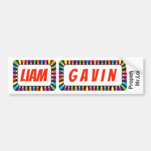 Naam Labels Liam en Gavin-teken/sticker/magneet Bumpersticker