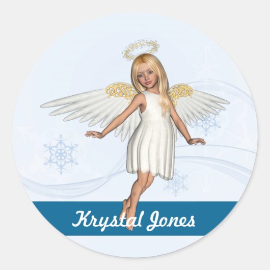Naam Labels/Stickers - Angel Design Ronde Sticker (Voorkant)