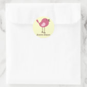Naam Labels/Stickers Pink Bird - Design Ronde Sticker (Tas)