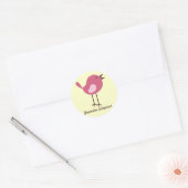 Naam Labels/Stickers Pink Bird - Design Ronde Sticker (Envelop)