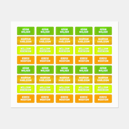 Naam Labels voor Kamp (Waterdichte Kledinglabels) (Vel)