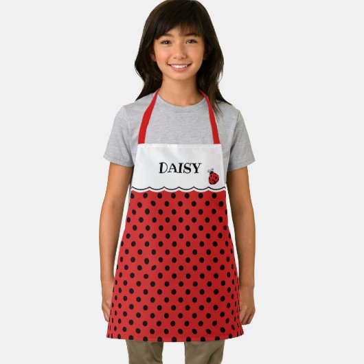 Naam Ladybug Polka Dots Schort (Insitu)