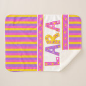 Naam: Lara roze gele paarse bloemster Sherpa Deken (Voorkant (horizontaal))