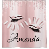 Naam Lashes Glitter Drift roze roze roze roodnagel Douchegordijn (Voorkant)