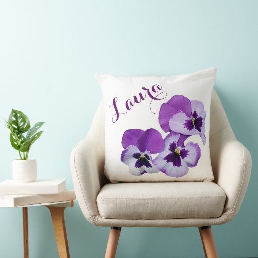  naam Laura  paarse bloemen Kussen (Stoel)