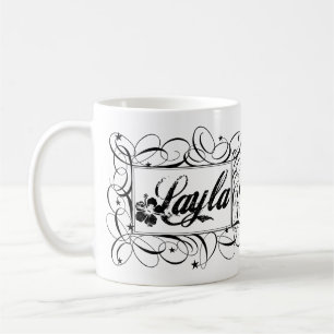 Naam Layla in zwart binnen stijlvol frame Koffiemok