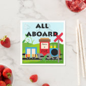 Naam Leeftijd All Board Train Verjaardagspapier Se Servetten (Insitu)