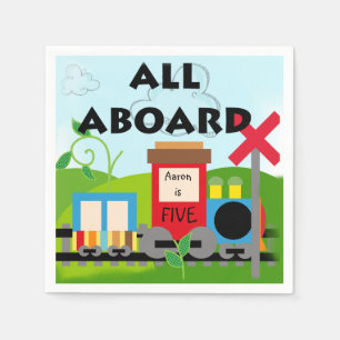Naam Leeftijd All Board Train Verjaardagspapier Se Servetten