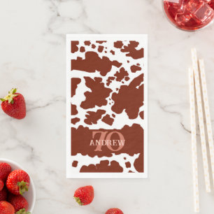 Naam Leeftijd Bruine Koe Vlekken Print Boer Verjaa Servet