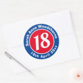 Naam, leeftijd en datum op een verjaardag ronde sticker (Envelop)