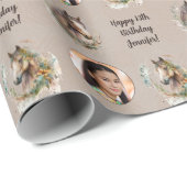 Naam Leeftijd Foto gewoon een meisje dat van paard Cadeaupapier (Rol Hoek)