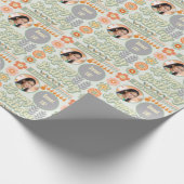 Naam Leeftijd Foto Retro  Daisy Flower Verjaardag Cadeaupapier (Hoek)