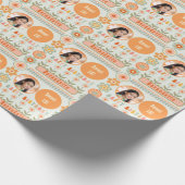 Naam Leeftijd Foto Retro Daisy Flower Verjaardag Cadeaupapier (Hoek)