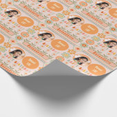 Naam Leeftijd Foto Retro Daisy Flower Verjaardag Cadeaupapier (Hoek)