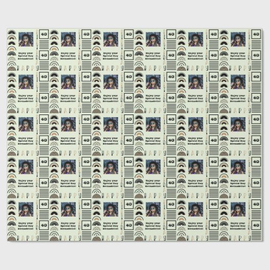 Naam Leeftijd Sentiment Retro Rainbow Bruin Zwart  Cadeaupapier (Vlak)