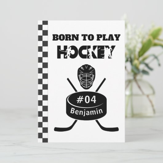 Naam Leeftijd Tekst Jersey Nummer Hockey Verjaarda Kaart (Staand voorkant)