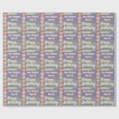 Naam Leeftijd Tekst Retro  Daisy Flower Verjaardag Cadeaupapier (Vlak)