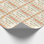 Naam Leeftijd Tekst Retro  Daisy Flower Verjaardag Cadeaupapier (Hoek)