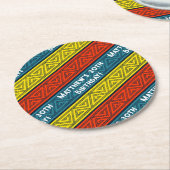 Naam & Leeftijd Verjaardagsfeest Blauw & Rood Kelt Ronde Kartonnen Onderzetter (Gebogen)