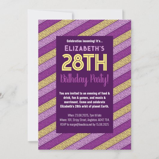 Naam & Leeftijd Verjaardagsfeest Celtic Stripe Paa Kaart (Voorkant)