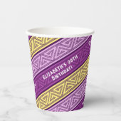 Naam & Leeftijd Verjaardagsfeest Celtic Stripe Paa Papieren Bekers (Voorkant)