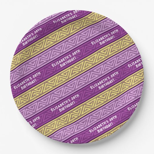 Naam & Leeftijd Verjaardagsfeest Celtic Stripe Paa Papieren Bordje (Voorkant)