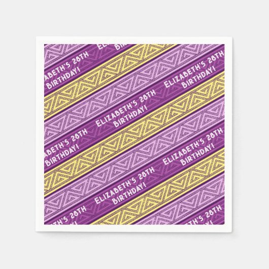 Naam & Leeftijd Verjaardagsfeest Celtic Stripe Paa Servet (Voorkant)