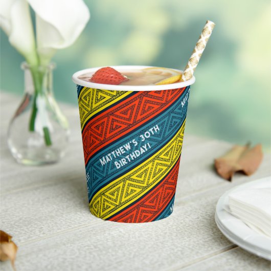 Naam & Leeftijd Verjaardagsfeest Celtic Stripe Roo Papieren Bekers (Insitu)