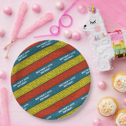 Naam & Leeftijd Verjaardagsfeest Celtic Stripe Roo Papieren Bordje (Feest)