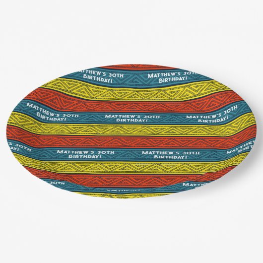 Naam & Leeftijd Verjaardagsfeest Celtic Stripe Roo Papieren Bordje (Gekanteld)