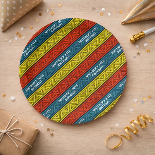 Naam & Leeftijd Verjaardagsfeest Celtic Stripe Roo Papieren Bordje
