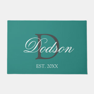 Naam legant monogram Datum Blauwgroen jaar Deurmat