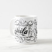 Naam Leila in zwart in stijlvol lijst Koffiemok (Voorkant links)