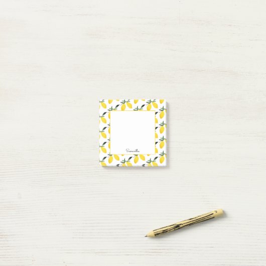 Naam Lemon Pattern Post-it® Notes (Op bureau)