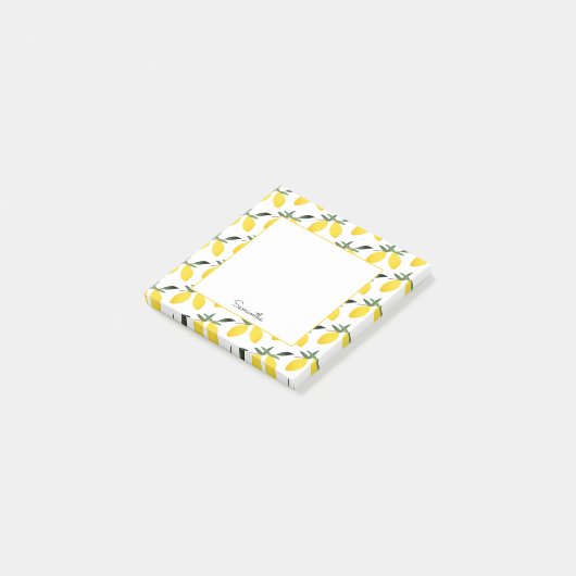 Naam Lemon Pattern Post-it® Notes (Schuin)