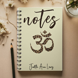 Naam, Leopard OM Symbool Notities Notitieboek