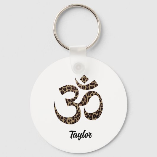 Naam, Leopard Print Om Symbool 2-in Aluminium Sleutelhanger (Voorkant)