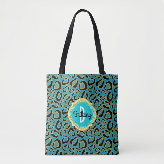 Naam leopard Spots Monogram Tote Bag (Voorkant)