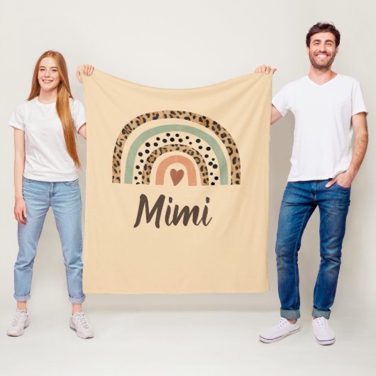 Naam Leopard Spots Print Brown Rainbow Fleece Deken (In situ)