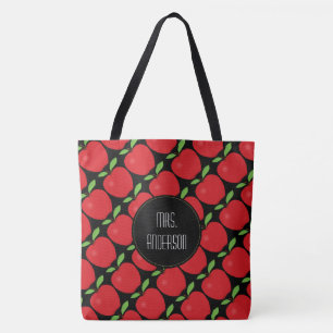 Naam leraar Apple Pattern Tote Bag