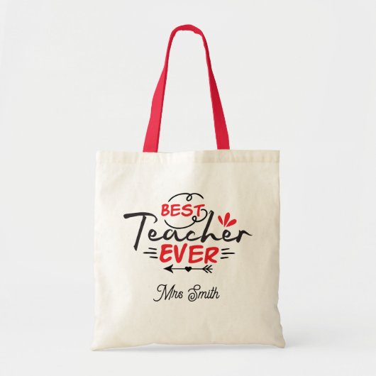 Naam leraar appreciatie aanpassen tote bag (Voorkant)