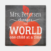Naam leraar Chalkboard Red Apple and Quote Magneet (Voorkant)
