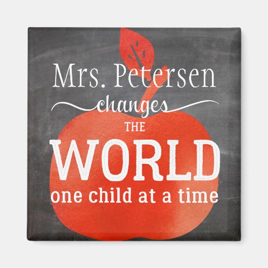 Naam leraar Chalkboard Red Apple and Quote Magneet (Voorkant)